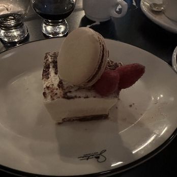Sinatra - Tiramisu (creamy and delicious) includes some raspberries and a tasty macaroon - Italian Near Me - Nashville, Tennessee