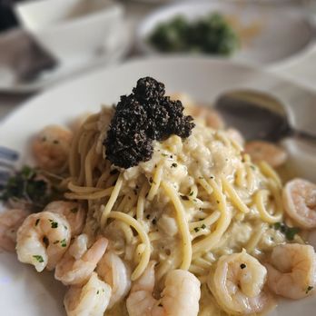 Porto By Antonio - Cheese Pasta with side of shrimp and truffles on top. - Italian Near Me - North Bergen, New Jersey Porto By Antonio - Cheese Pasta with side of shrimp and truffles on top. - Italian Near Me - North Bergen, New Jersey