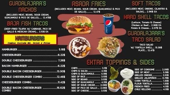Menu photo 5 Guadalajaras Taco Shop Yucaipa, CA
