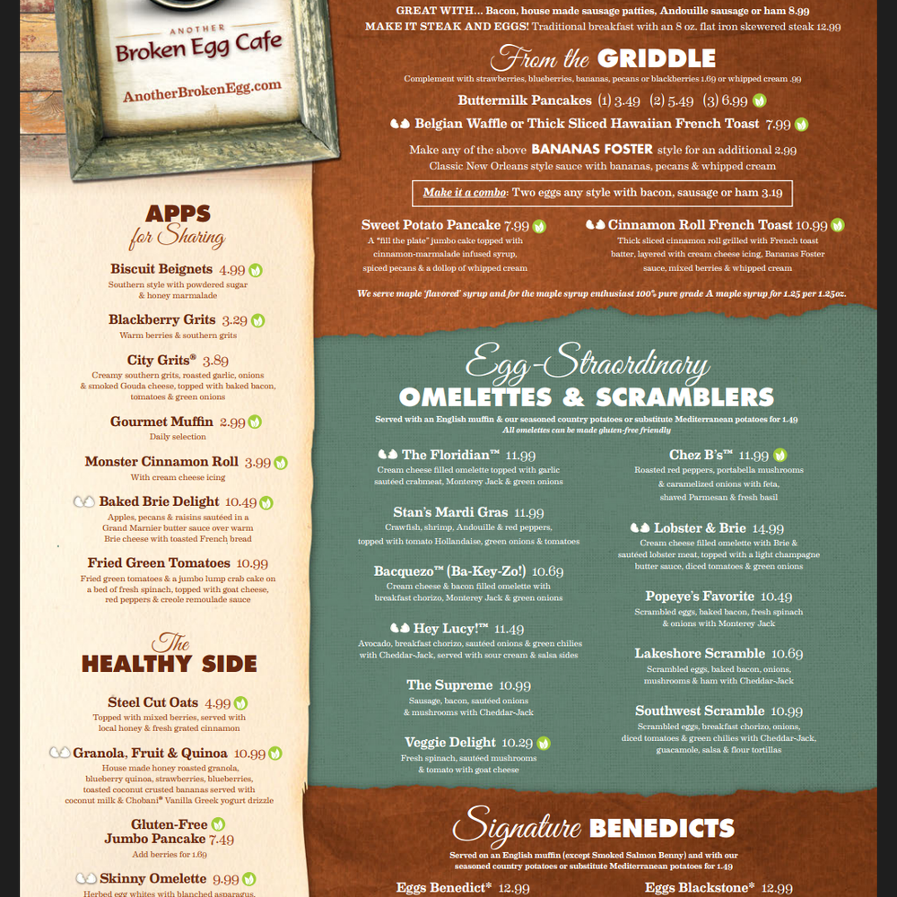 Another Broken Egg Cafe - Menu - Breakfast & Brunch Near Me - Shenandoah, Texas Another Broken Egg Cafe - Menu - Breakfast & Brunch Near Me - Shenandoah, Texas
