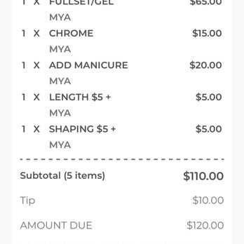 The Nail Bar - The receipt. - Nail Salons Near Me - Franklin, Tennessee