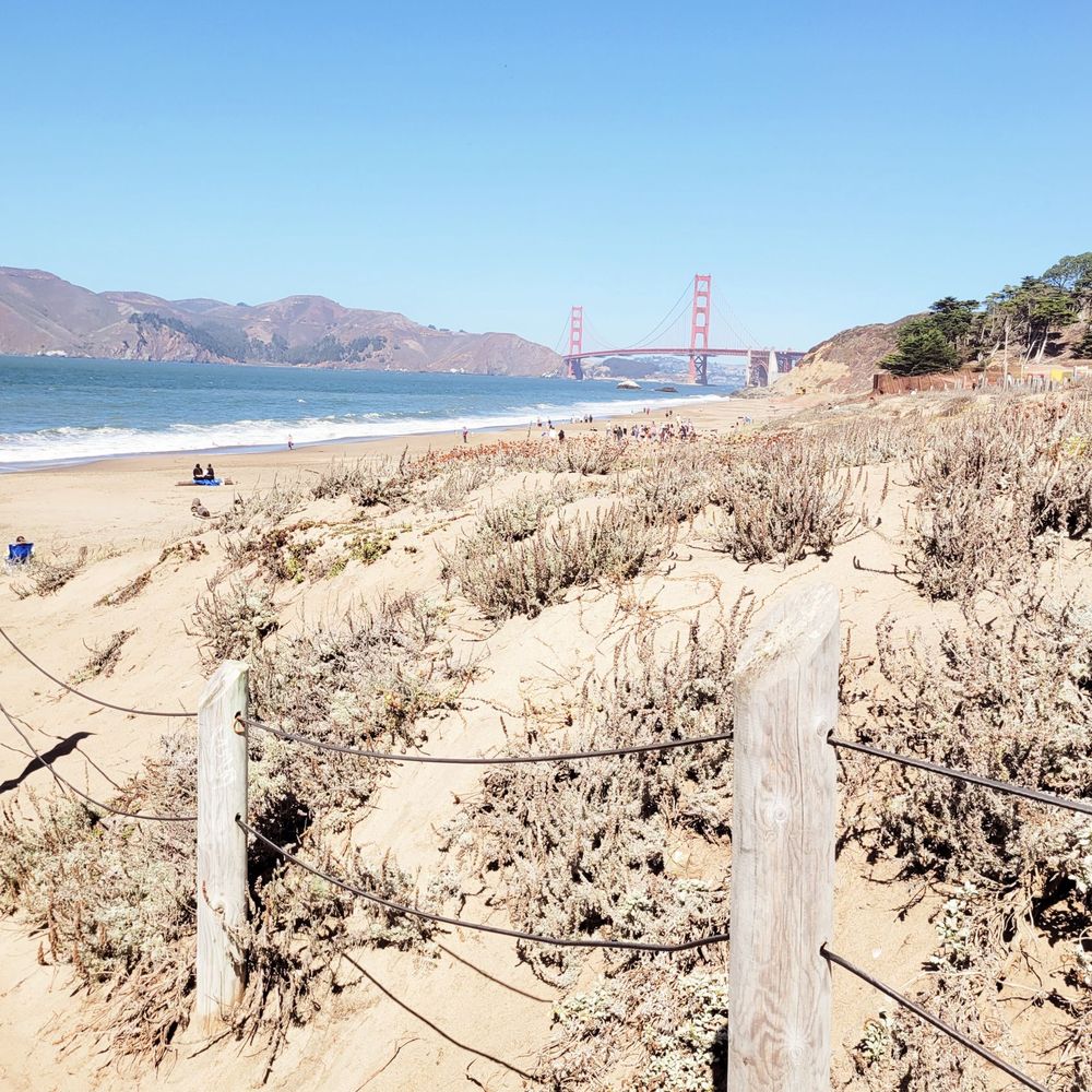 Baker Beach - Fenced walkway to beach to pritect indigenous plants - Parks Near Me - San Francisco, California Baker Beach - Fenced walkway to beach to pritect indigenous plants - Parks Near Me - San Francisco, California