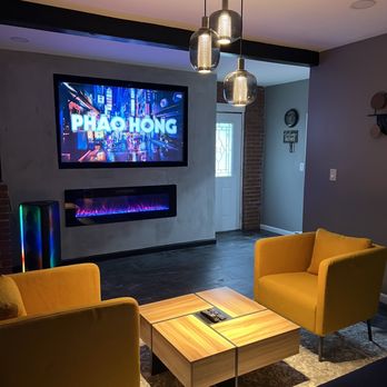 Bombing Remodel - After TV wall and electric fire place. - Handyman Near Me Bombing Remodel - After TV wall and electric fire place. - Handyman Near Me