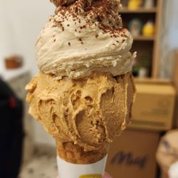 Grandma's tiramisu on top,  hk milk tea on the bottom  So creamy, smooth and full of flavor