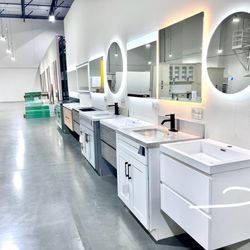Kitchen & Bath Direct USA - Vanity and LED mirrors in showroom