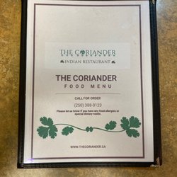 The Coriander - Menu cover.