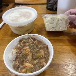 Pittsburg Hot Links - Cuppa gumbo, potato salad, in hand and banana pudding