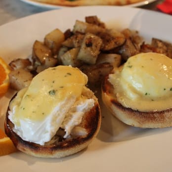Taverna - Classic Eggs Benedict with Crab Meat - Italian Near Me - Austin, Texas Taverna - Classic Eggs Benedict with Crab Meat - Italian Near Me - Austin, Texas