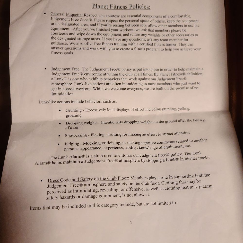 Planet Fitness - Planet Fitness Gym Polices 4 pages and no mention of "no shadowboxing" or even "boxing" - Gyms Near Me - Arlington, Virginia Planet Fitness - Planet Fitness Gym Polices 4 pages and no mention of "no shadowboxing" or even "boxing" - Gyms Near Me - Arlington, Virginia