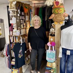 Ms. Barbara in her booth