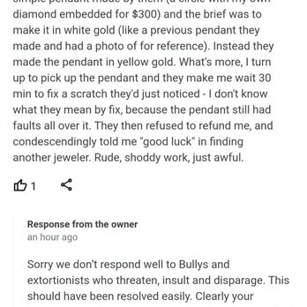 Tivoli Jewelers - This is the owner's response when I detailed the facts. So petulant, and judging by other reviews this is consistent with his behavior. - Jewelry Near Me - Brooklyn, New York Tivoli Jewelers - This is the owner's response when I detailed the facts. So petulant, and judging by other reviews this is consistent with his behavior. - Jewelry Near Me - Brooklyn, New York