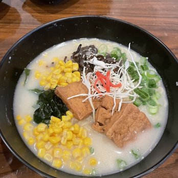 JY Ramen - Vegan creamy Ramen with Yellow noodles and extra corn. also with fried tofu. - Ramen Near Me - San Antonio, Texas JY Ramen - Vegan creamy Ramen with Yellow noodles and extra corn. also with fried tofu. - Ramen Near Me - San Antonio, Texas