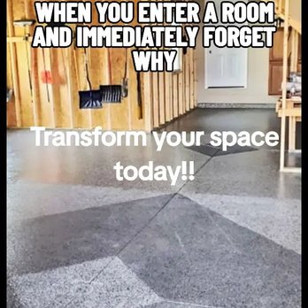 Essential Epoxy - This is an example of contrasting colors being used to create cool designs in the floors. - Masonry/Concrete Near Me - Toledo, Ohio
