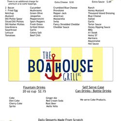 Boathouse Grill - Boadhouse Grill menu