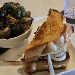 Short rib grilled cheese with sub side of brussels sprouts