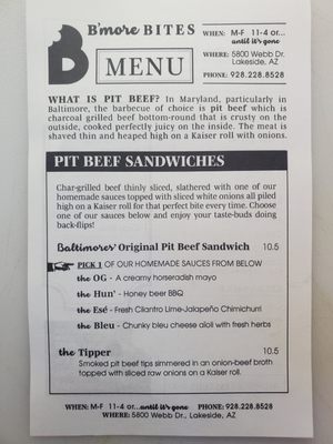 Menu photo 1 B'more Bites Show Low, AZ