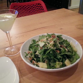 Raduno - Arugula salad and "Apple Angel," the salad was delicious! The drink was a cucumber martini with an apple in it - Pizza Near Me - Little Rock, Arkansas Raduno - Arugula salad and "Apple Angel," the salad was delicious! The drink was a cucumber martini with an apple in it - Pizza Near Me - Little Rock, Arkansas