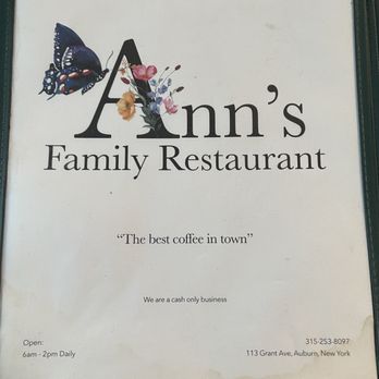 Ann's Family Restaurant - Menu - Coffee & Tea Near Me - Auburn, New York Ann's Family Restaurant - Menu - Coffee & Tea Near Me - Auburn, New York