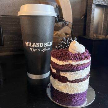 Milano Bean Cafe - Hot latte and purple cake - Desserts Near Me - Bay Shore, New York Milano Bean Cafe - Hot latte and purple cake - Desserts Near Me - Bay Shore, New York