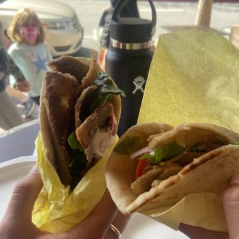 Petra Cafe - gyro sandwich (left) and chicken gyro sandwich (right) - Mediterranean Near Me - Monterey, California