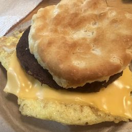 Sausage, egg and cheese biscuit.
