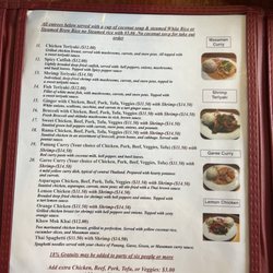 Thai Diner - Lunch menu