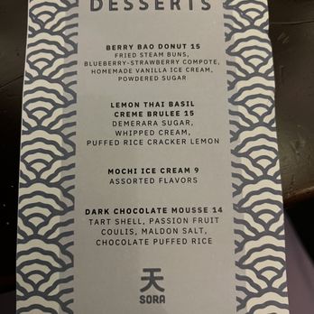 Sora - Dessert menu - Asian Fusion Near Me - Cleveland, Ohio Sora - Dessert menu - Asian Fusion Near Me - Cleveland, Ohio