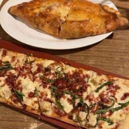 Chicken Ranch Flatbread and All Meat Calzone