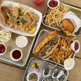 Beer battered cod // oysters // chopped cheese // smashed burger Beer battered cod // oysters // chopped cheese // smashed burger