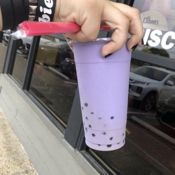 Snowflake Donuts - They have boba!  This one's taro of course and it was great! - Breakfast & Brunch Near Me - San Antonio, Texas
