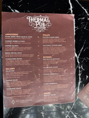 Menu photo 1 Thermal Pub & Eatery La Grande, OR Menu photo 1 Thermal Pub & Eatery La Grande, OR