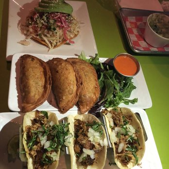 Johnny Tequila's - Tostada, bean cheese & corn empanada, & pork taco - Mexican Near Me - Roselle, New Jersey