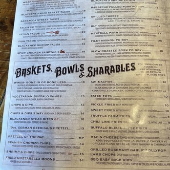 Amendment 21 - Menu - Comfort Food Near Me - Point Pleasant Beach, New Jersey