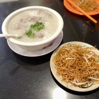 Alice's Kitchen - Minced Beef Congee Breakfast (w/ fried noods) - Cantonese Near Me - Monterey Park, California