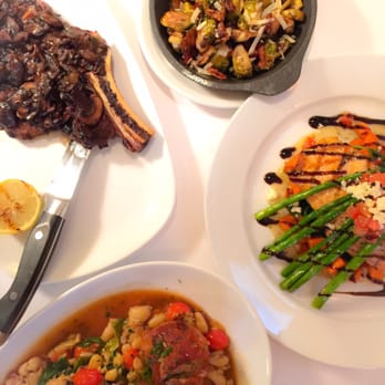 Brio Italian Grille - Espresso Rubbed Ribeye, Brussels sprouts, pork tenderloin and salmon Fresca - Italian Near Me - Gilbert, Arizona