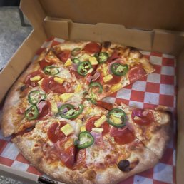 a pepperoni and jalapeno pizza