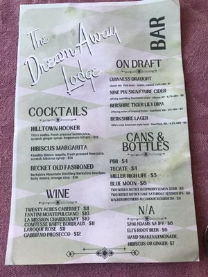Menu photo 4 The Dream Away Lodge Becket, MA