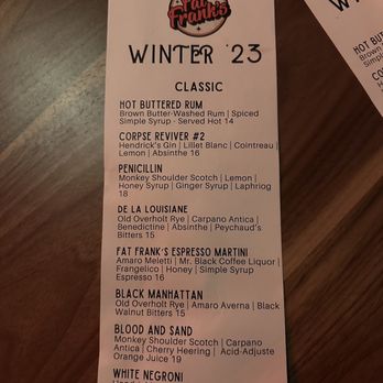 Fat Franks - Winter classics - Cocktail Bars Near Me - Albuquerque, New Mexico
