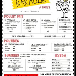 La Baraque à Frites - Menu