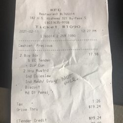 KFC - What I ordered - not what I received.