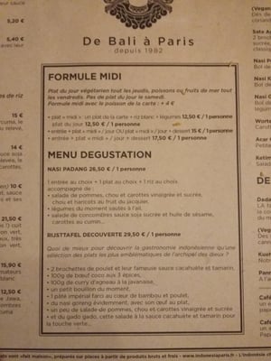 Menu photo 5 Indonésia Paris, 75 Menu photo 5 Indonésia Paris, 75