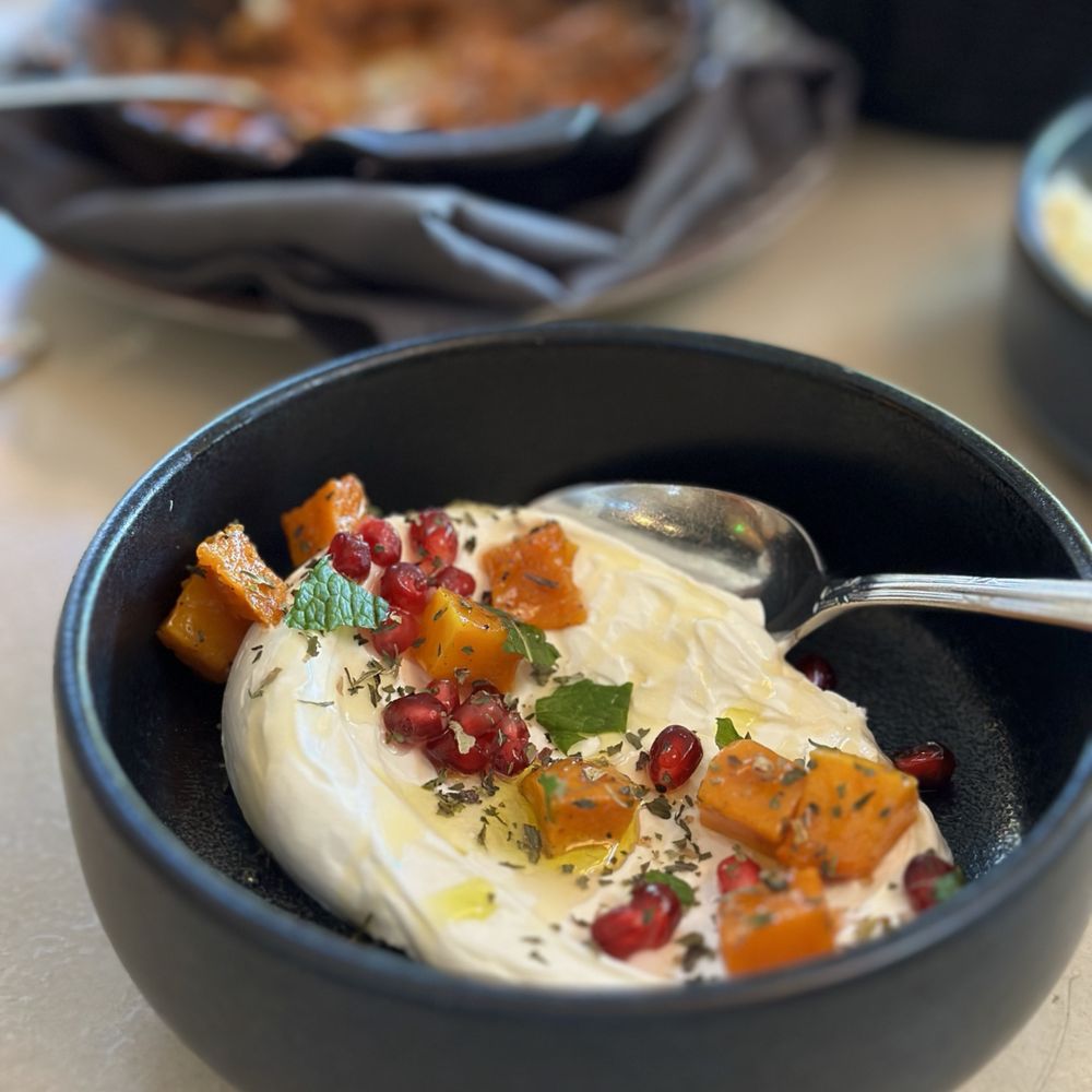 Aba Miami - Bal Harbour - House-Made Labneh (butternut squash, pomegranate, honey, dried mint), $17 - Mediterranean Near Me - Bal Harbour, Florida