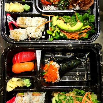 Sashimi Express - Teriyaki bento and sushi bento. Yumm!!! Only under $10 each bento box - Sushi Bars Near Me - Clovis, California