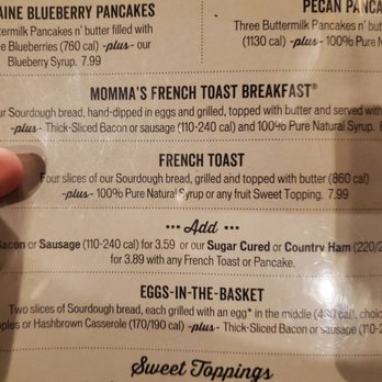 Cracker Barrel Old Country Store - Here's the menu contradicting the server who said Frnech Toast without meat is supposed to be two slices. - Breakfast & Brunch Near Me - Calvert City, Kentucky