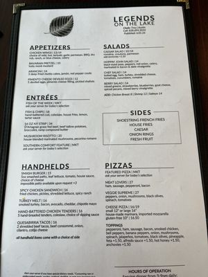 Menu photo 2 Legends on the Lake Lake Lure, NC Menu photo 2 Legends on the Lake Lake Lure, NC