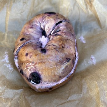 Schmagel's Bagels - Blueberry bagel and strawberry cream cheese. - Bagels Near Me - Saint Augustine, Florida Schmagel's Bagels - Blueberry bagel and strawberry cream cheese. - Bagels Near Me - Saint Augustine, Florida