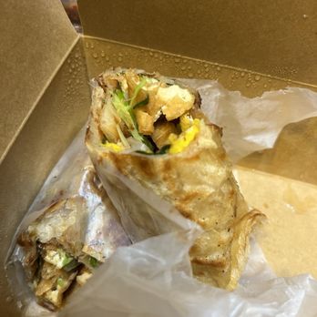 Mukja Food Truck - Scallion pancake wrap with fried tofu - Food Trucks Near Me - Denver, Colorado