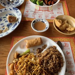 Dragon Nest - Shrimp lo Mein combination plate w/ fried rice. sesame chicken combo plate w/ white rice.