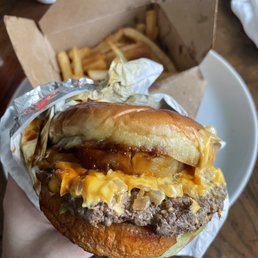 Aloha burger and fries Aloha burger and fries