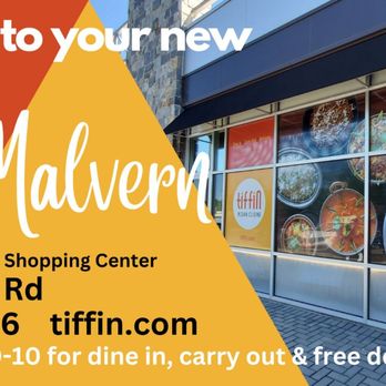 Tiffin - the front of a restaurant with a sign that says welcome to your new tiff mallcent - Indian Near Me - Malvern, Pennsylvania Tiffin - the front of a restaurant with a sign that says welcome to your new tiff mallcent - Indian Near Me - Malvern, Pennsylvania